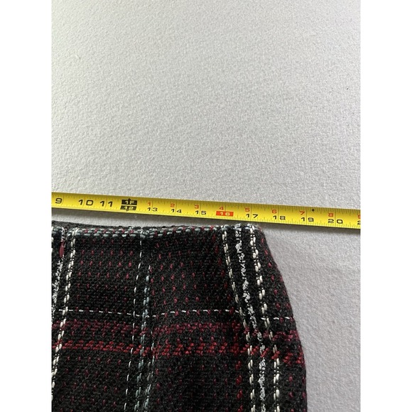 WHITE HOUSE BLACK MARKET Womens 12 Black Burgundy Silver Plaid Tweed Mini Skirt - Picture 6 of 9